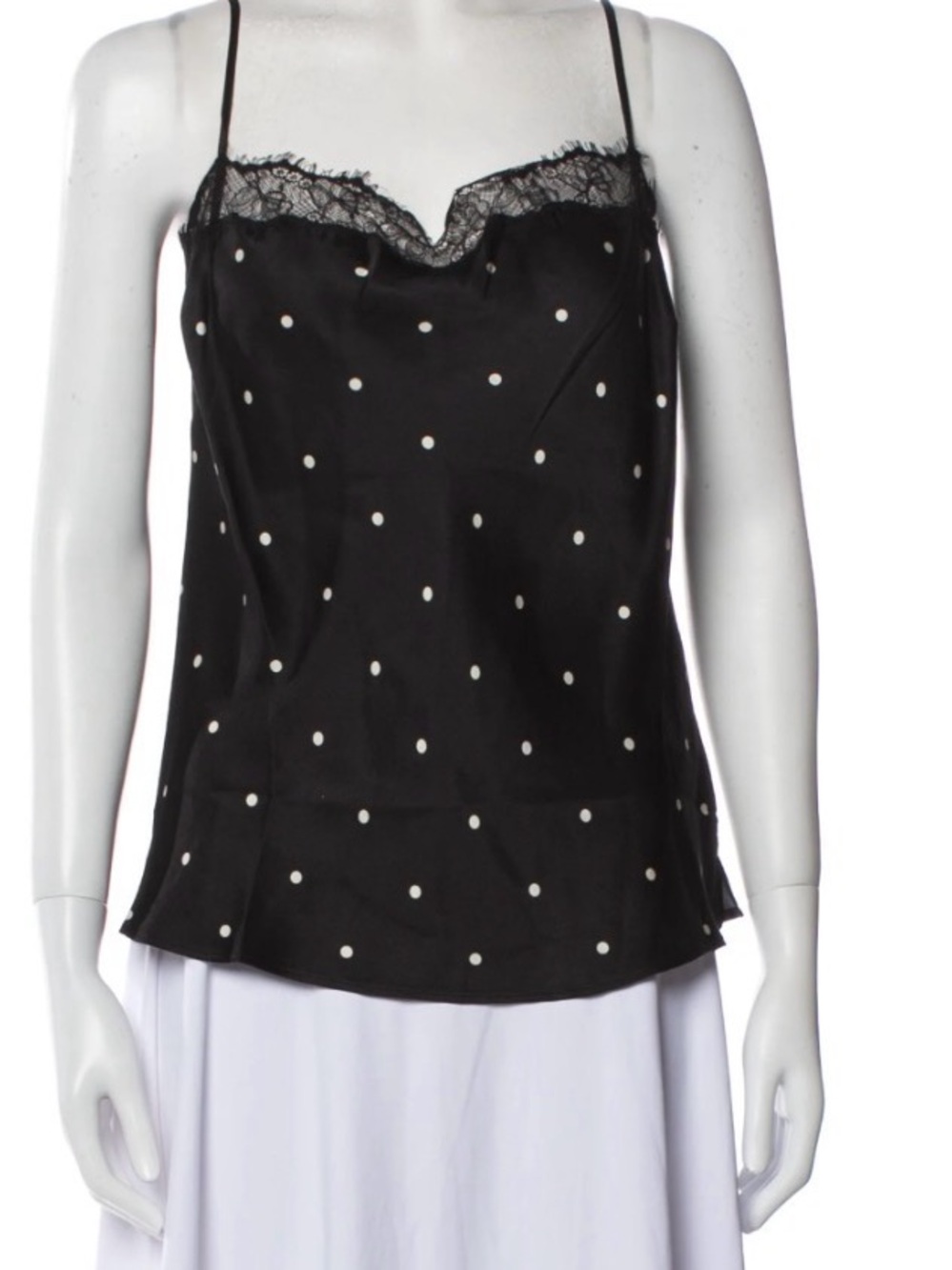 Anine Bing  Polka Dot Satin Cami Top - Black